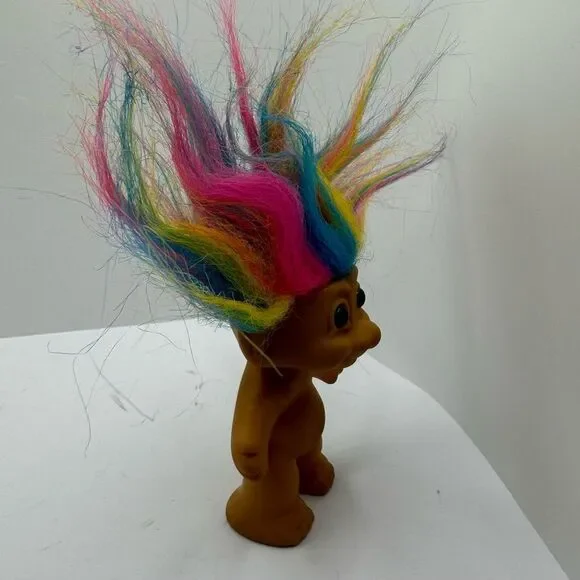 Vintage Rainbow-Hair Troll Doll — Retro Collectible Good Luck Toy - Picture 5 of 6